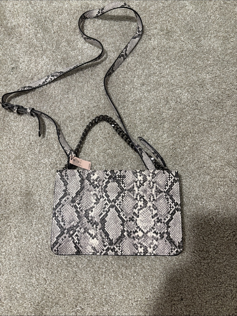 Victorias Secret Snake-Print Crossbody Bag - Gray NWT